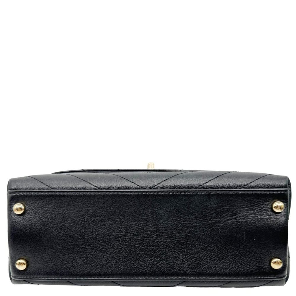 Chanel  Chic Small Chevron Calfskin Leather Top Handle Crossbody Bag Black - Picture 9 of 11